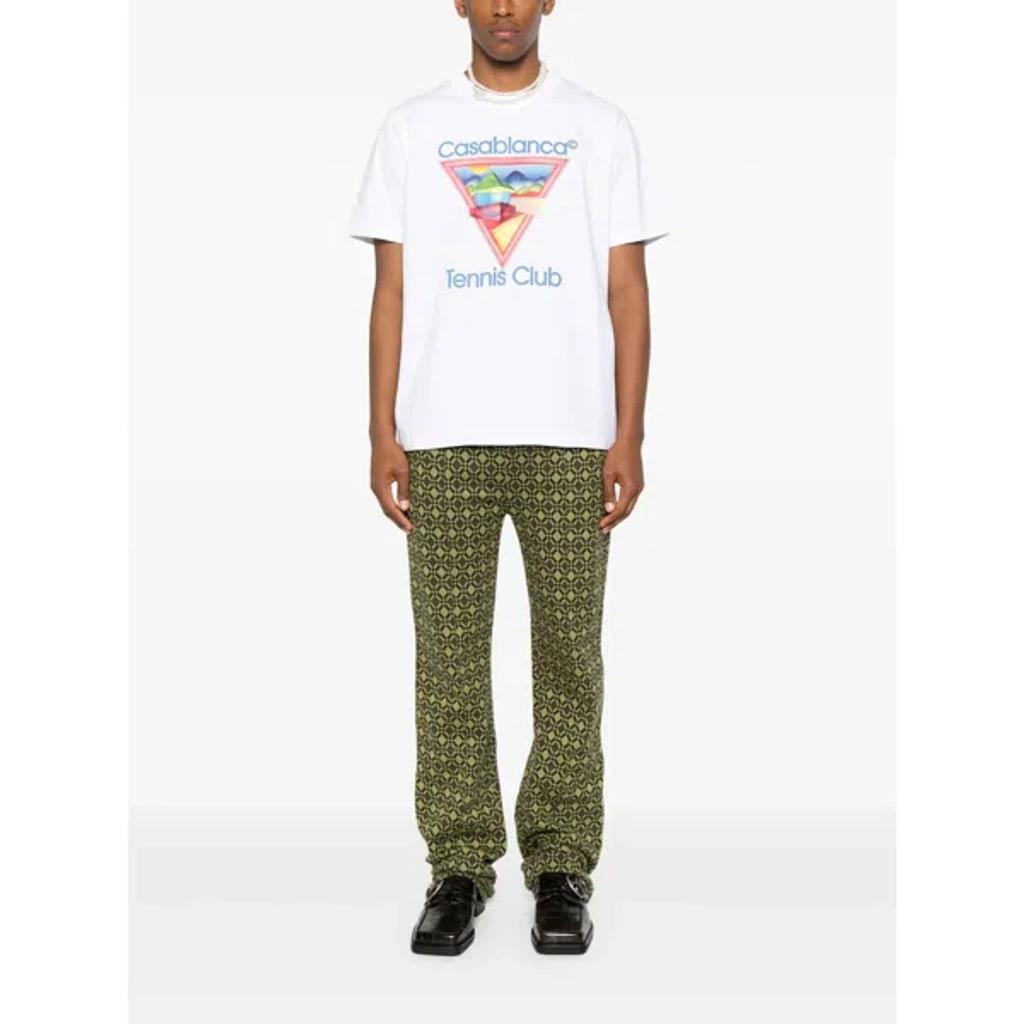 CASABLANCA Cotton Crew Neck T-shirt With Graphic Print In White Product Image