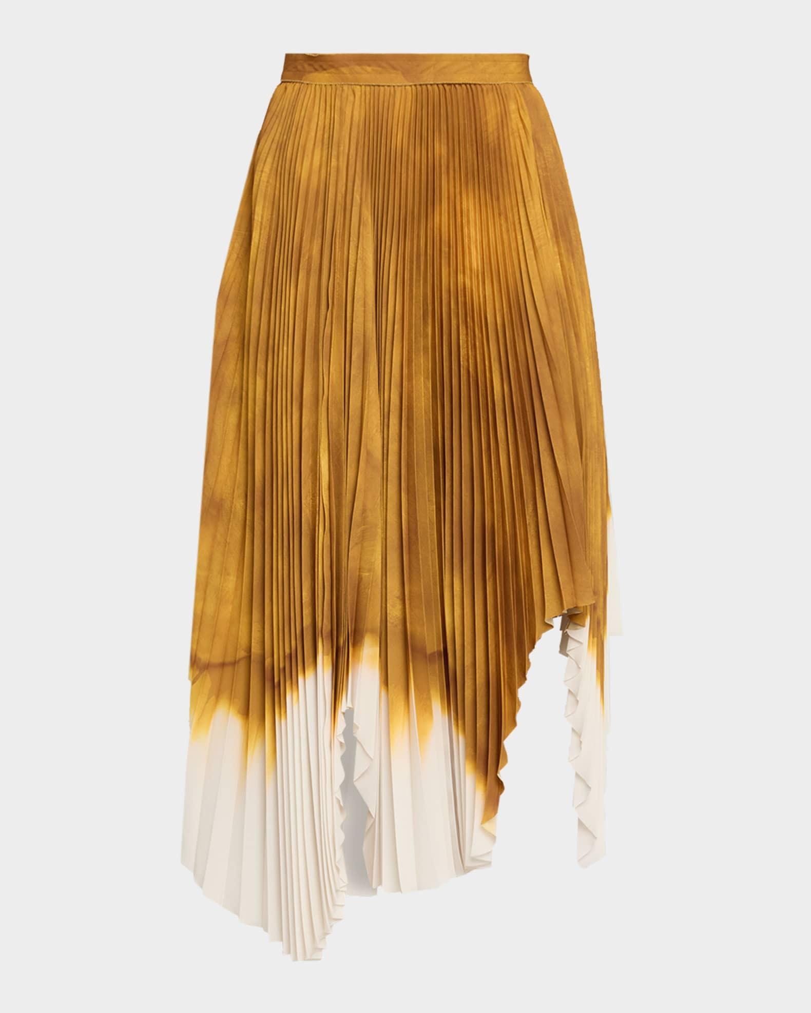 Painted Stripe Pleated Asymmetric Skirt Product Image