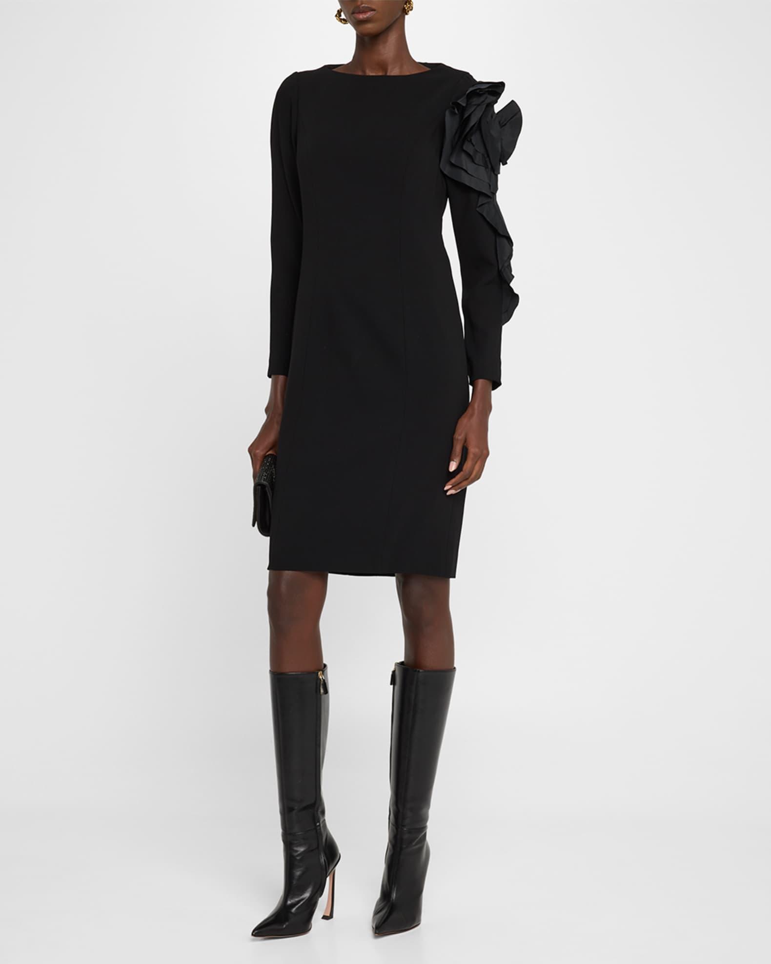 Bodycon Ruffle Applique Crepe Dress Product Image