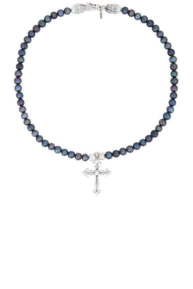 Black Pearl Necklace With Cross Product Image
