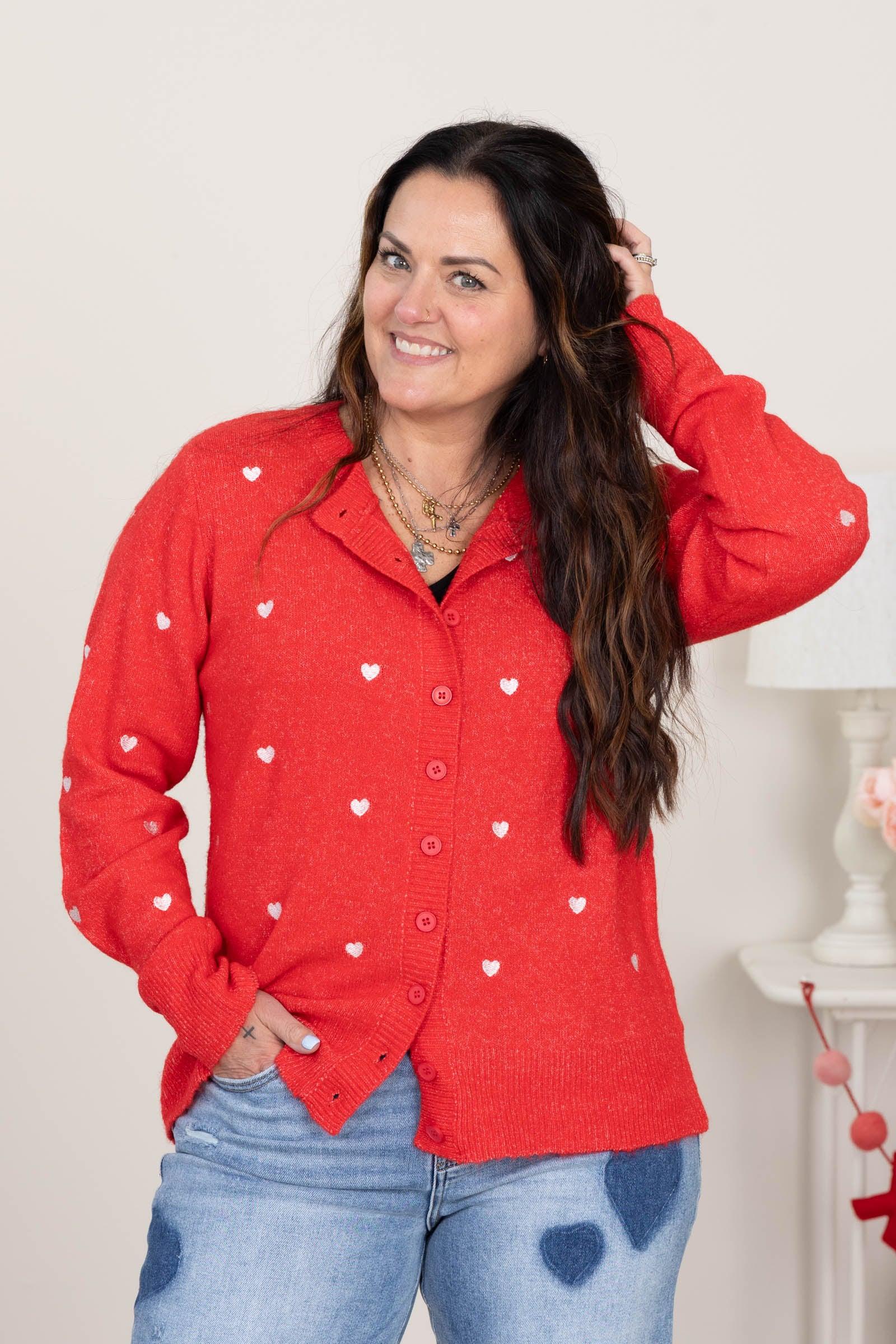 Heart Pattern Up Knit Cardigans Product Image