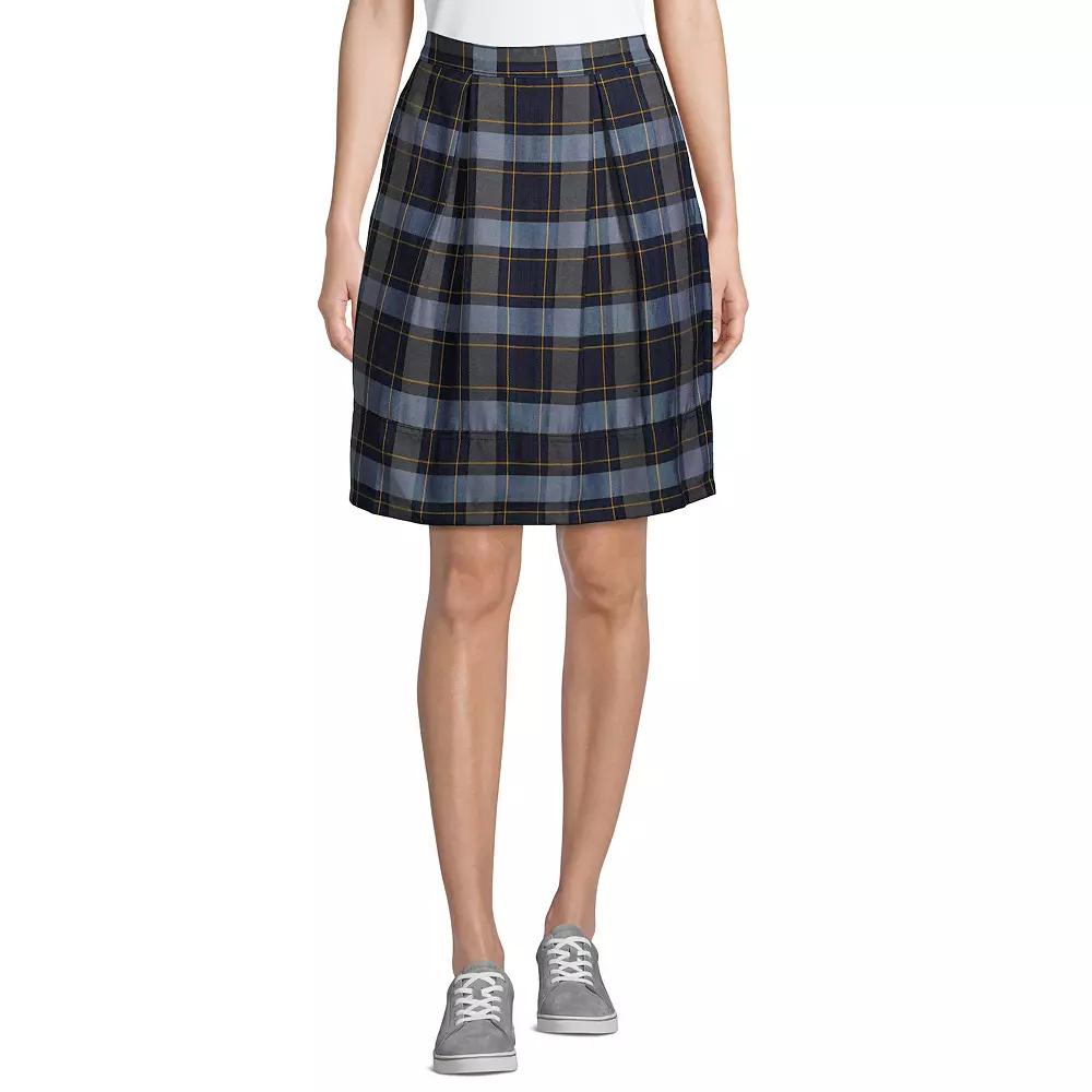 Women's Lands' End Plaid Top of Knee Length Pleated Skort, Size: 2, Classic Blue Plaid Product Image