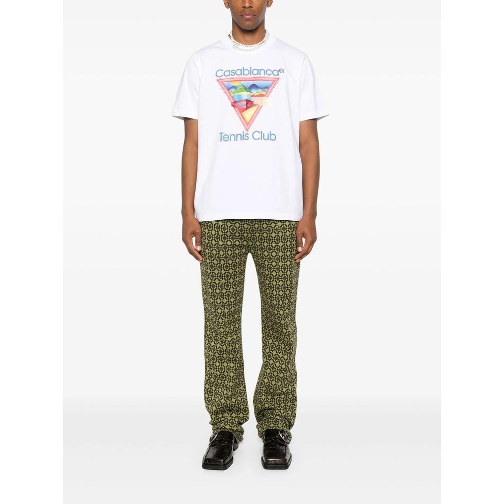CASABLANCA Cotton Crew Neck T-shirt With Graphic Print In White Product Image