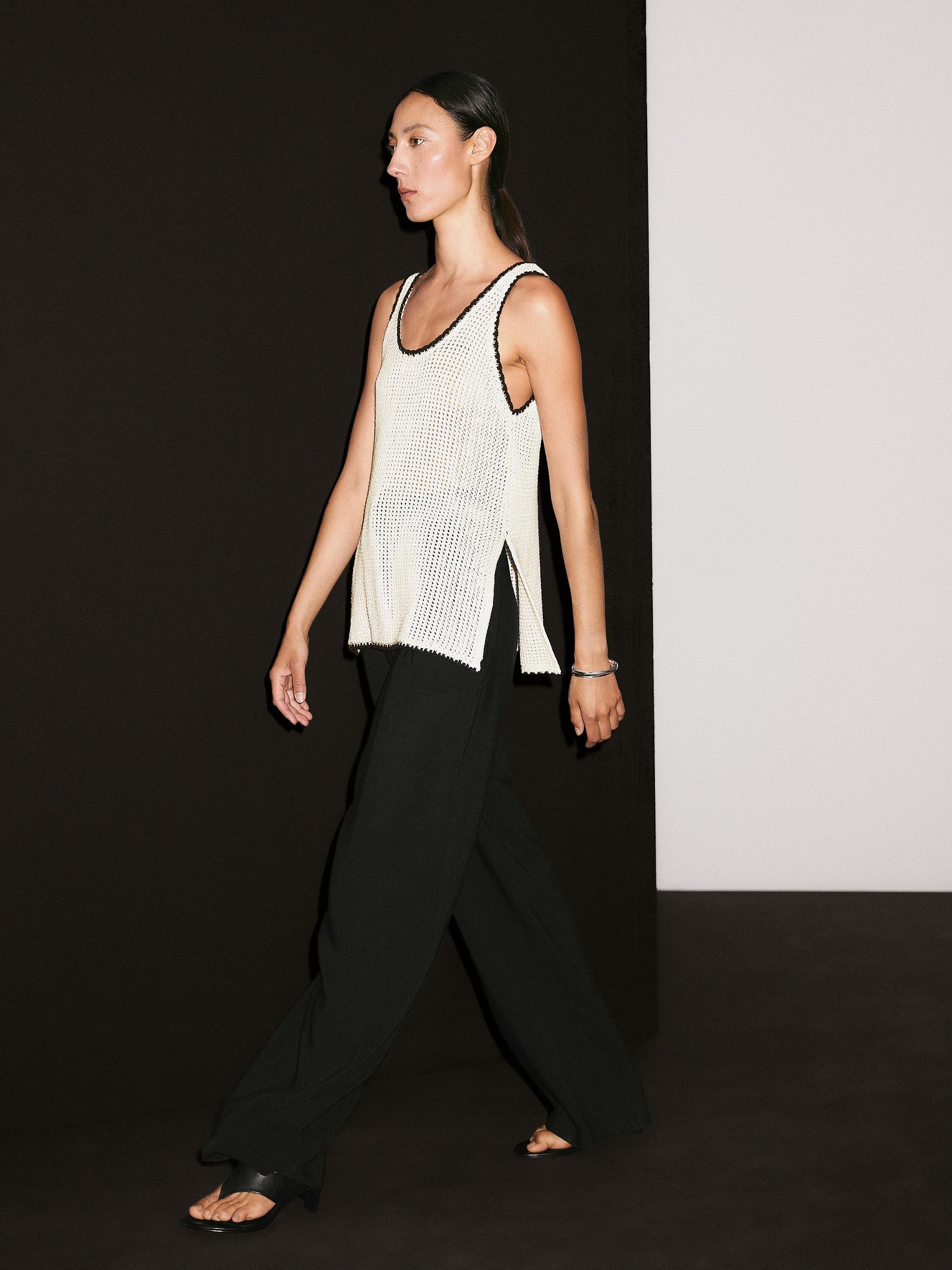 100% cotton strappy crochet top Product Image