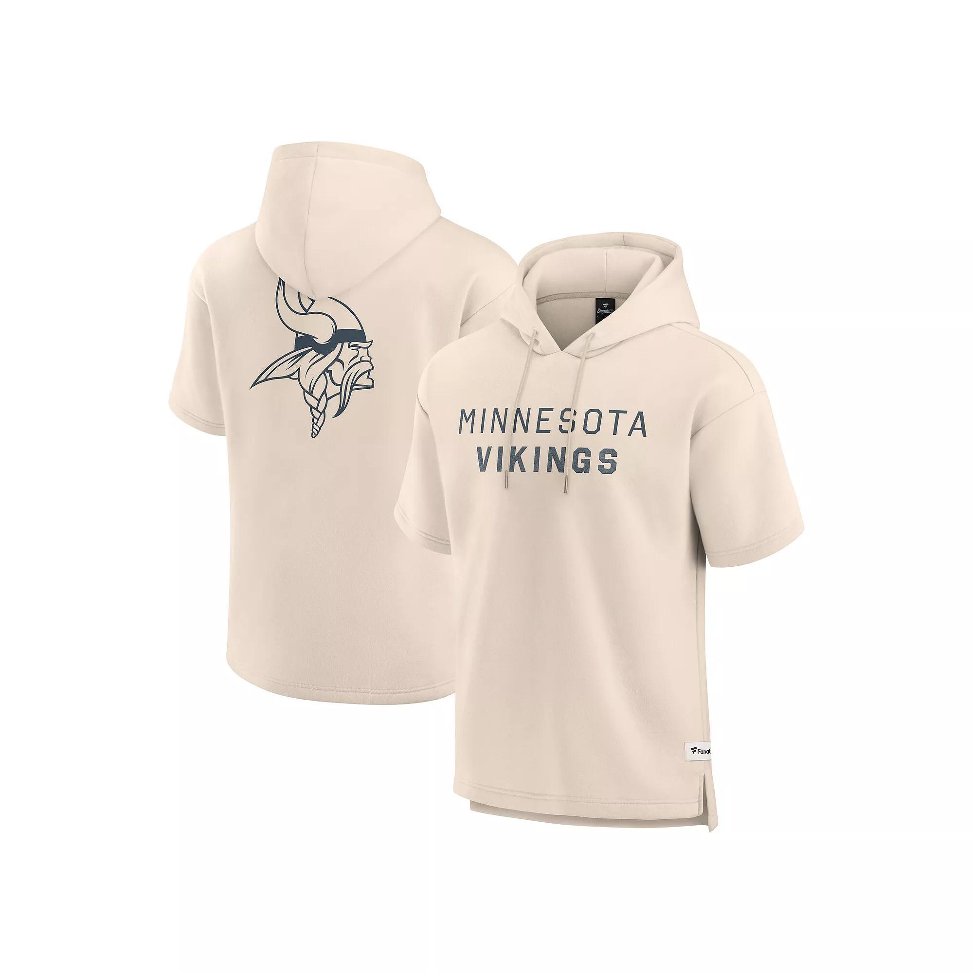 Men's Fanatics Cream Minnesota Vikings Elements Future Ground Lettering Short Sleeve Pullover Hoodie, Size: 3XL, Beige Product Image