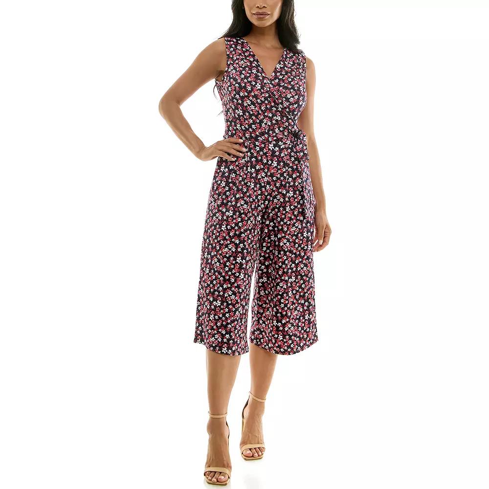 Women's Nina Leonard Print Surplice Wide-Leg Jumpsuit,  Product Image