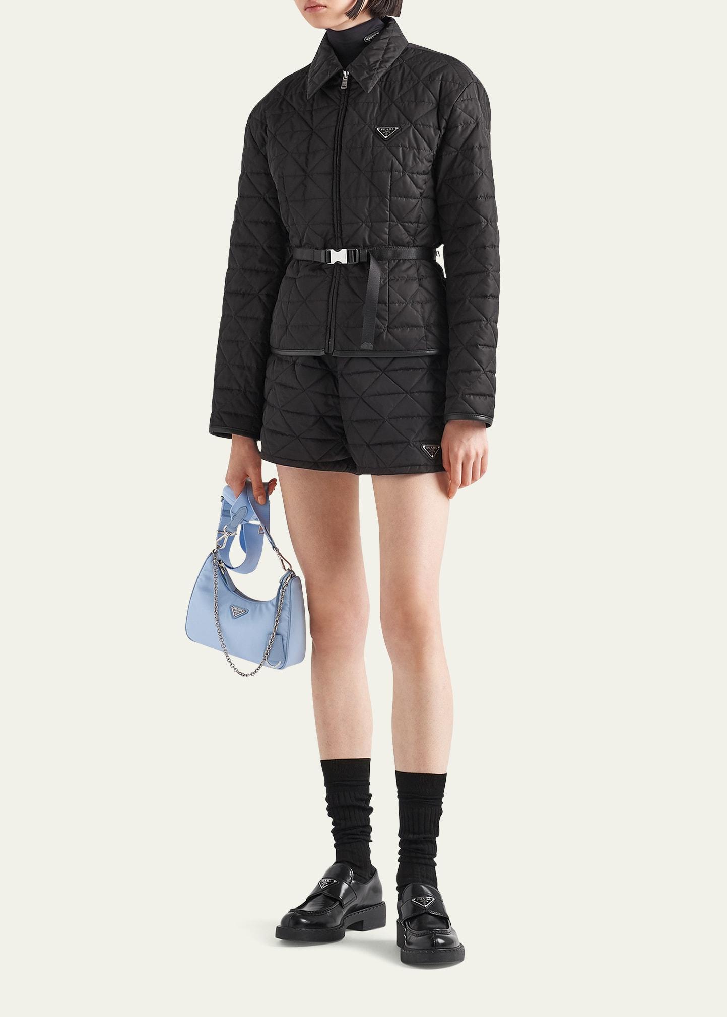 Re-Nylon Quilted Crop Jacket with Tape Belt Product Image