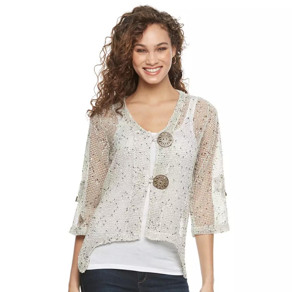 Women's Nina Leonard Button Knit Cardigan,  Product Image