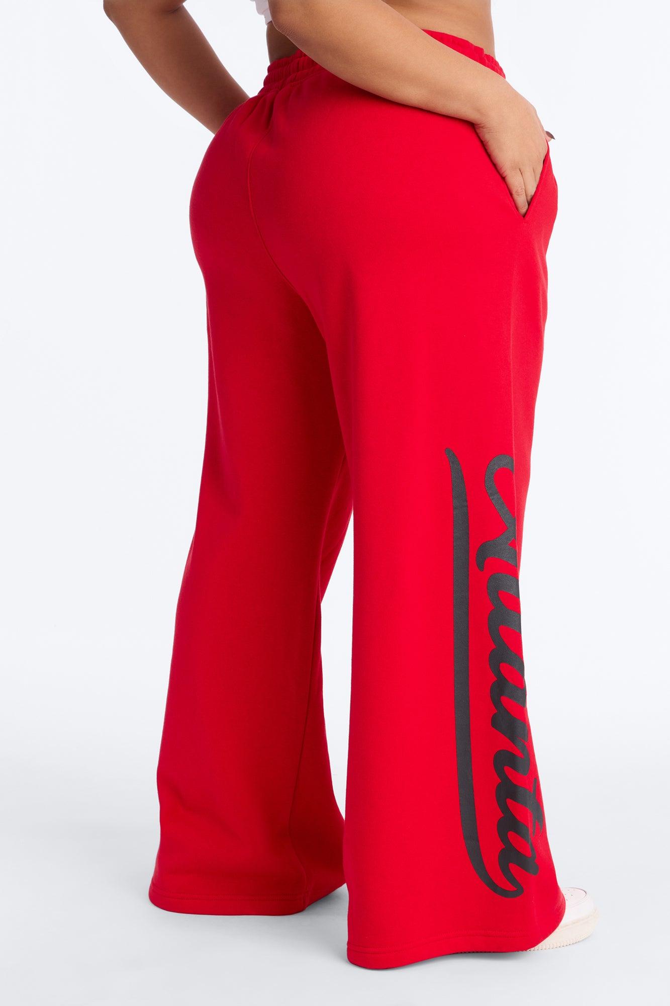 NBA Atlanta Hawks Fleece Wide Leg Pants - Red Female Product Image