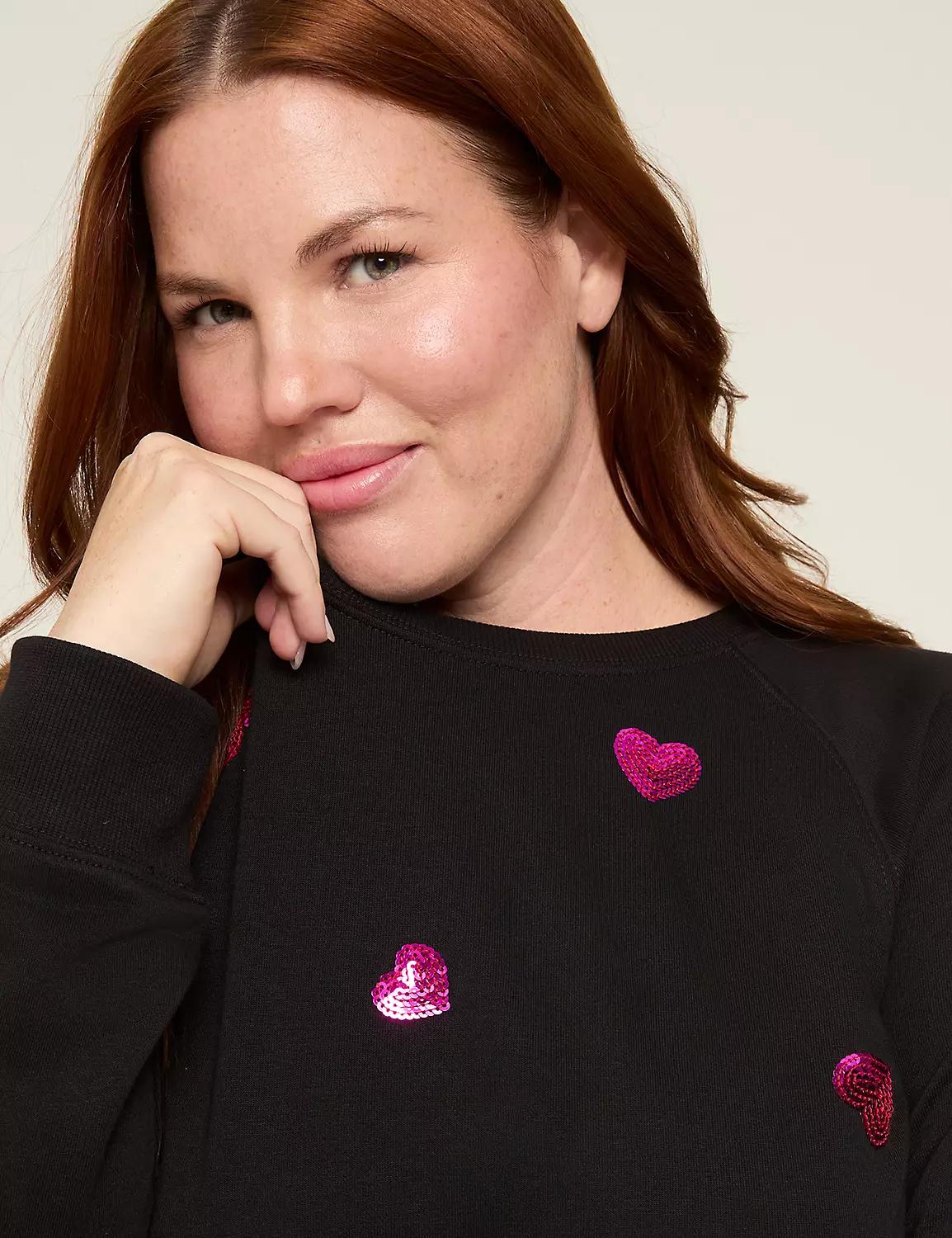 Sequin Heart Crew-Neck Sweatshirt Product Image