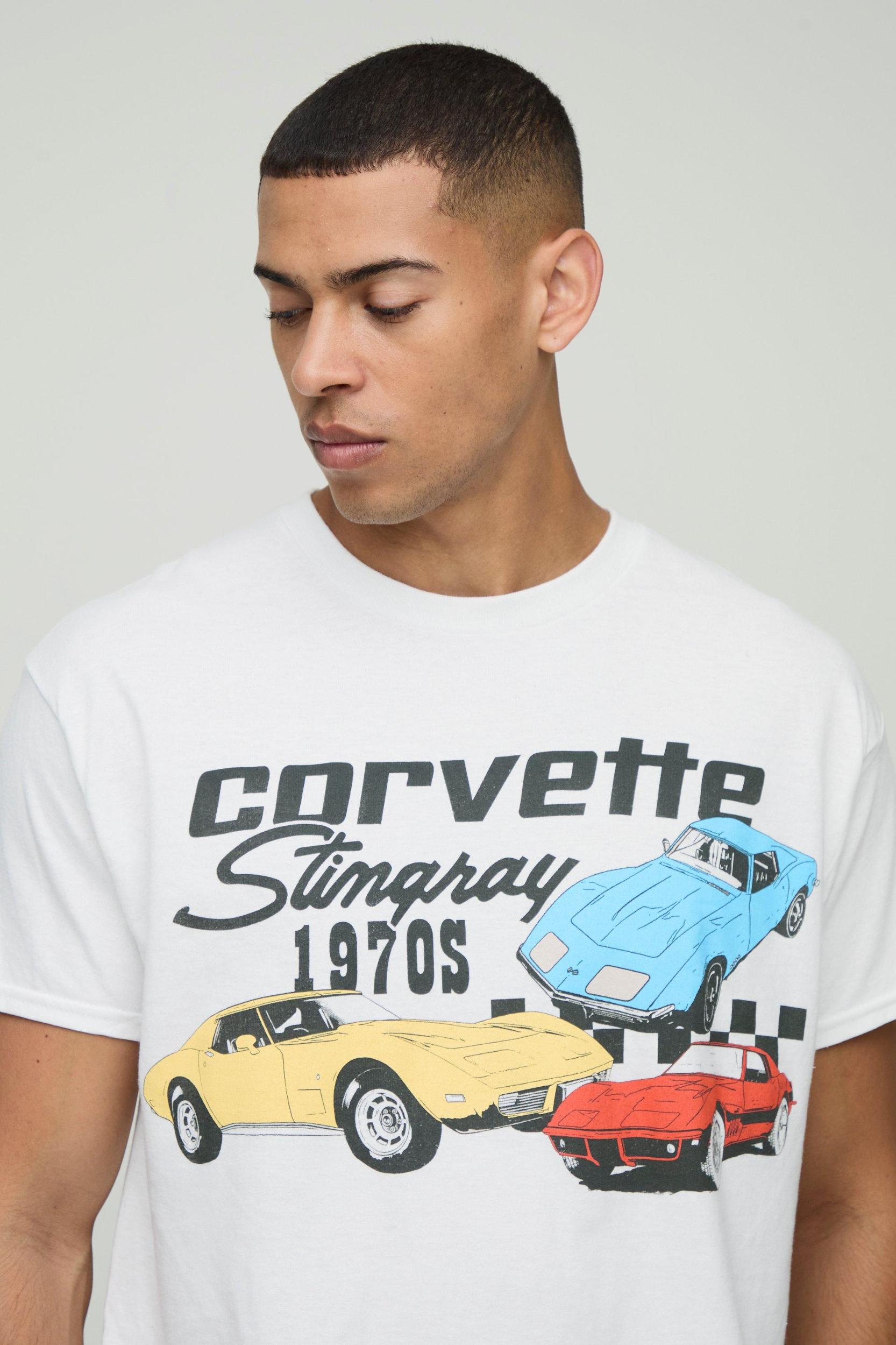 Oversized Chevrolet Corvette License Graphic T Shirt | boohooMAN USA Product Image
