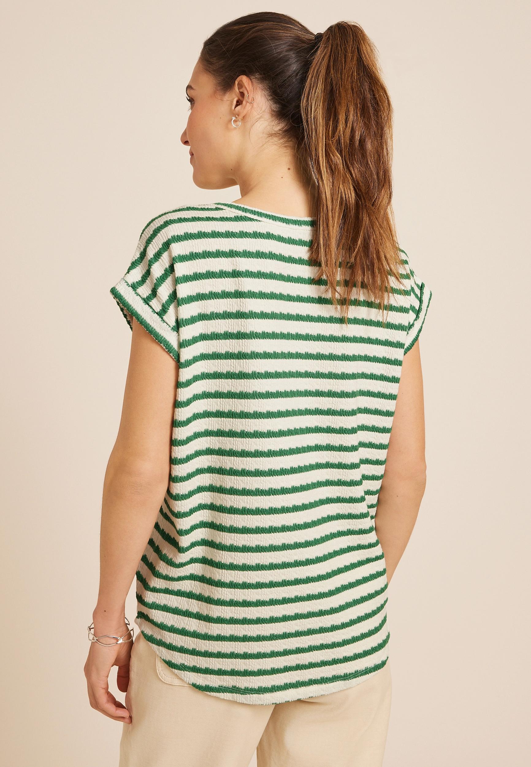 24/7 Clara Jacquard Striped Short Sleeve Tee Product Image