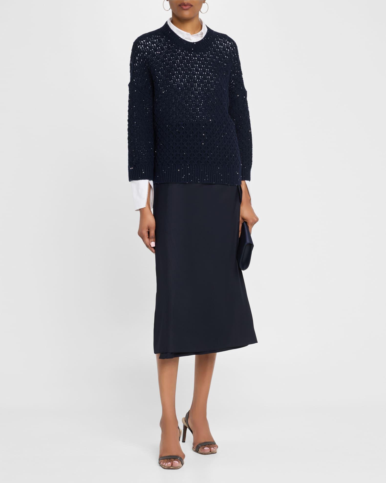 Crewneck Open-Knit Wool Sweater Product Image