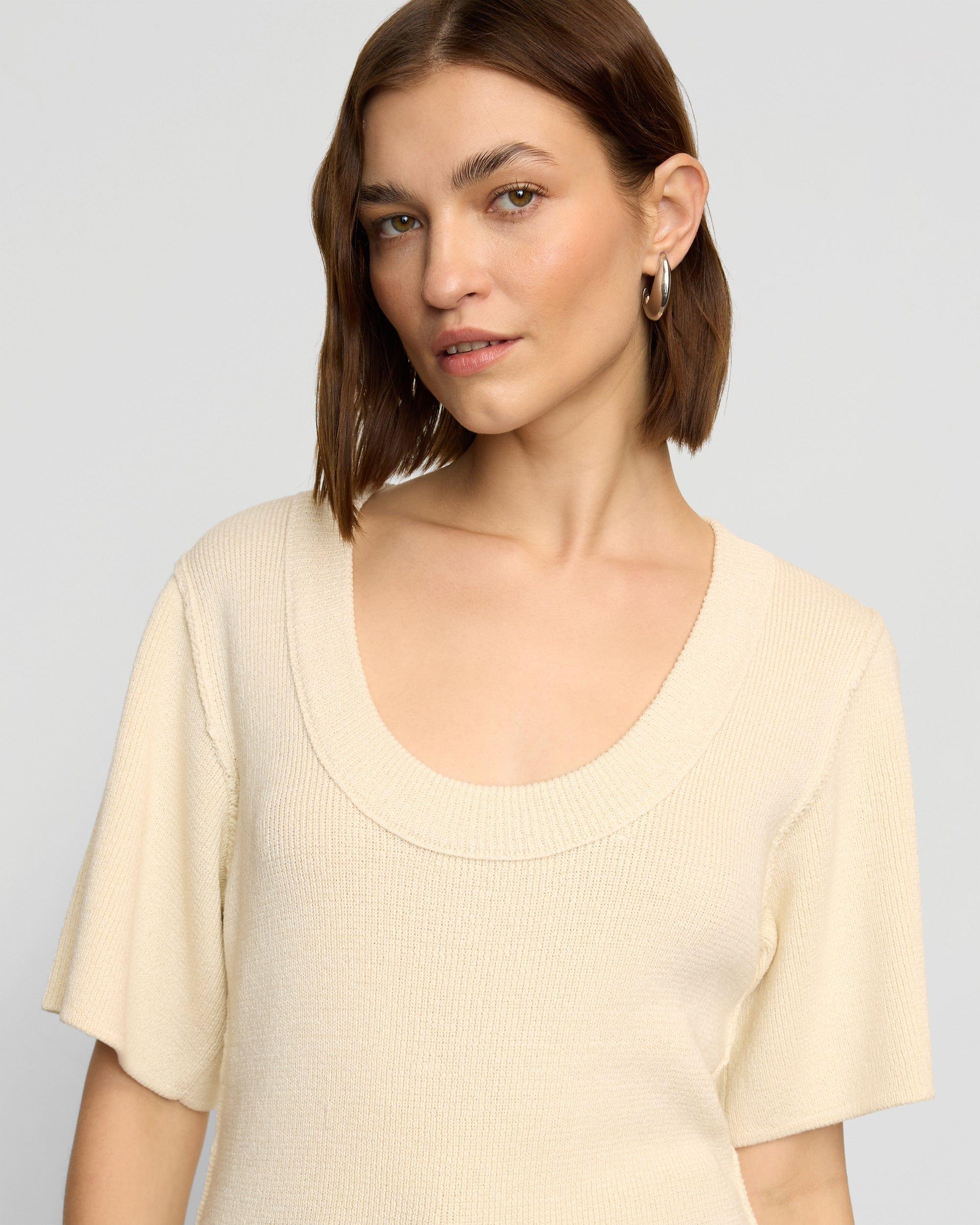 Reina Sculpted Scoop-Neck Knit Top Product Image