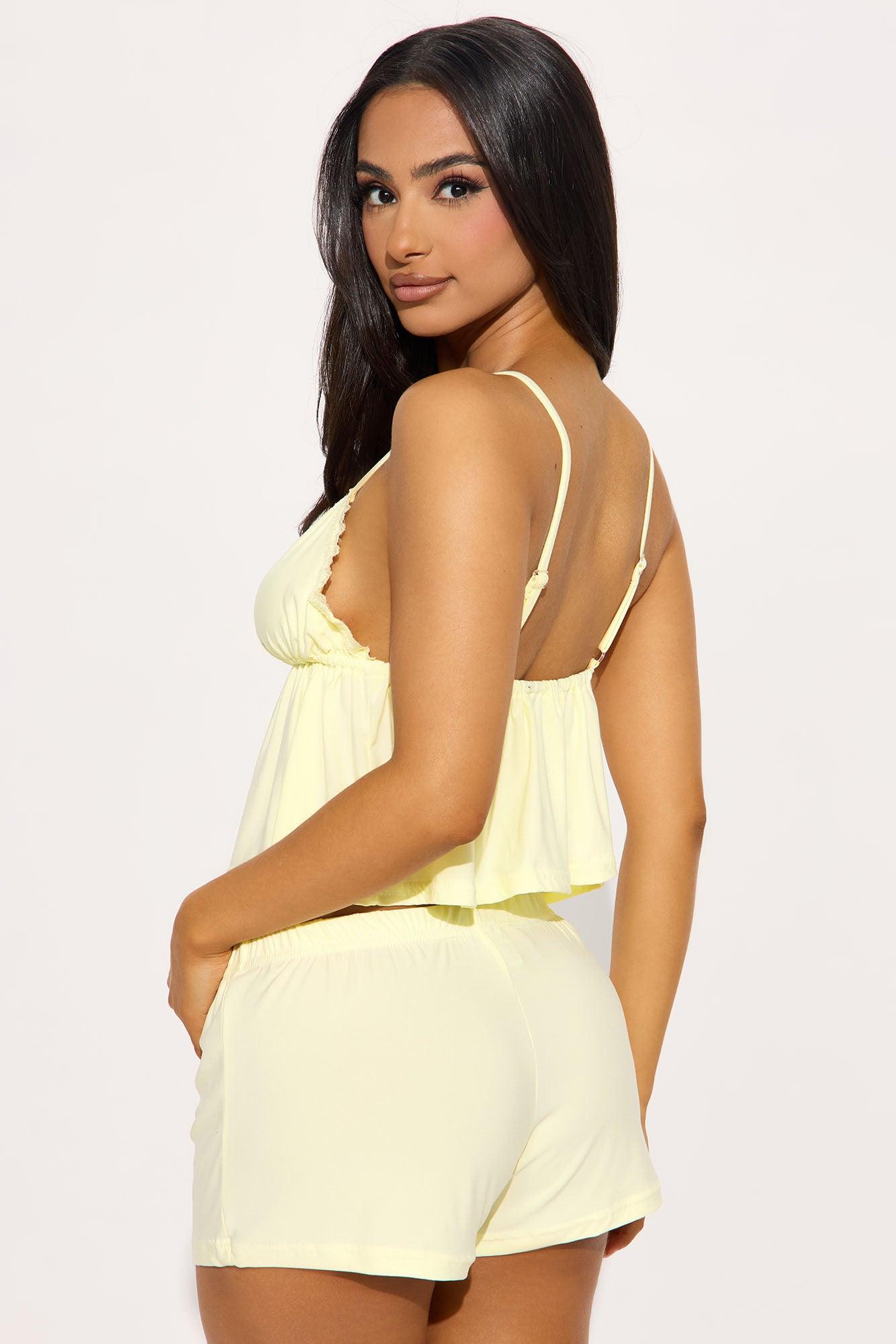 Morning Routine PJ Short Set - Yellow Female Product Image
