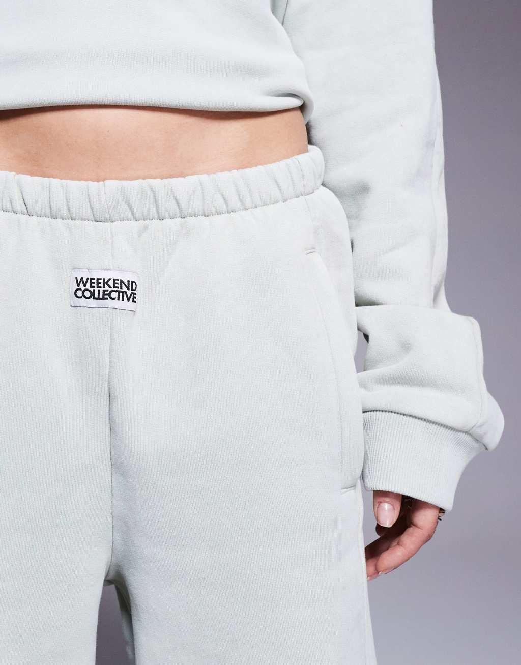 Weekend Collective wide leg sweatpants in washed sage green - part of a set Product Image