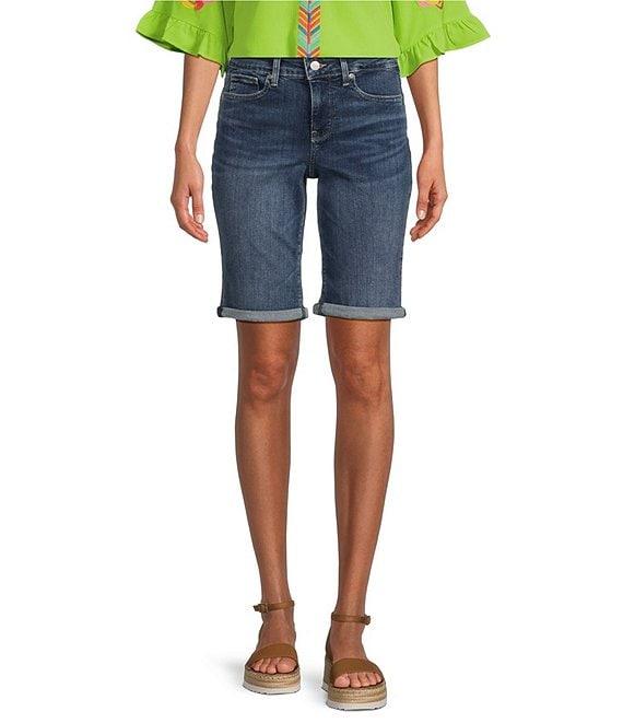 NYDJ Petite Size Briella Stretch Denim Lift Tuck® Mid Rise Roll Cuff Shorts Product Image
