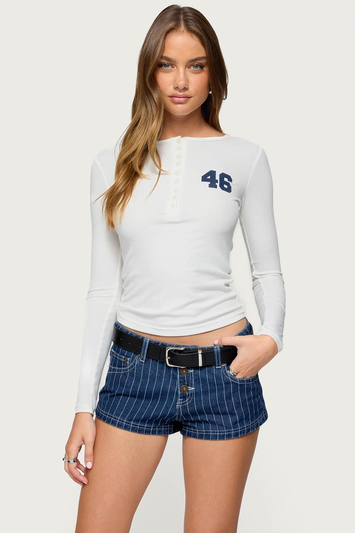46 Ribbed Henley Top Product Image