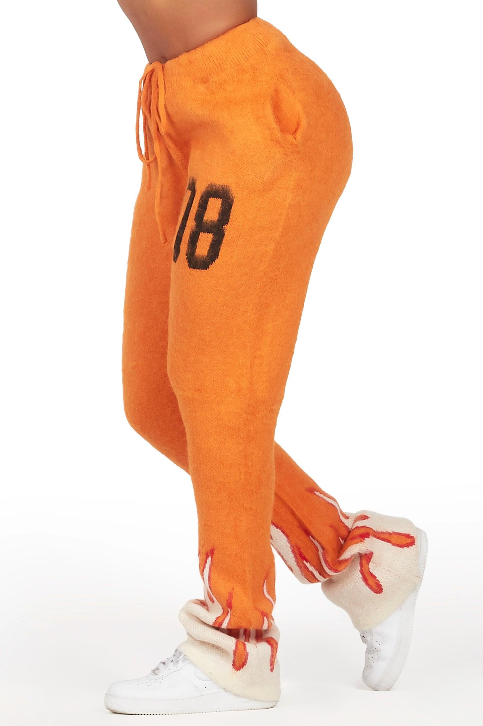 Della Orange Mohair Stacked Track Pant Female Product Image