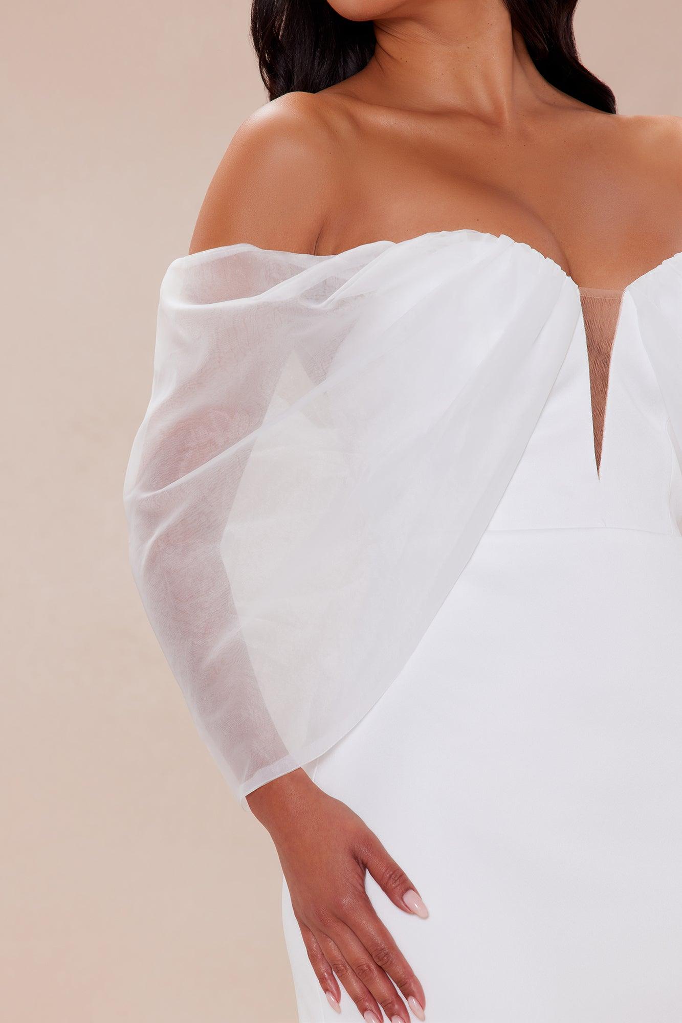 Elise Satin Mini Dress - White Product Image