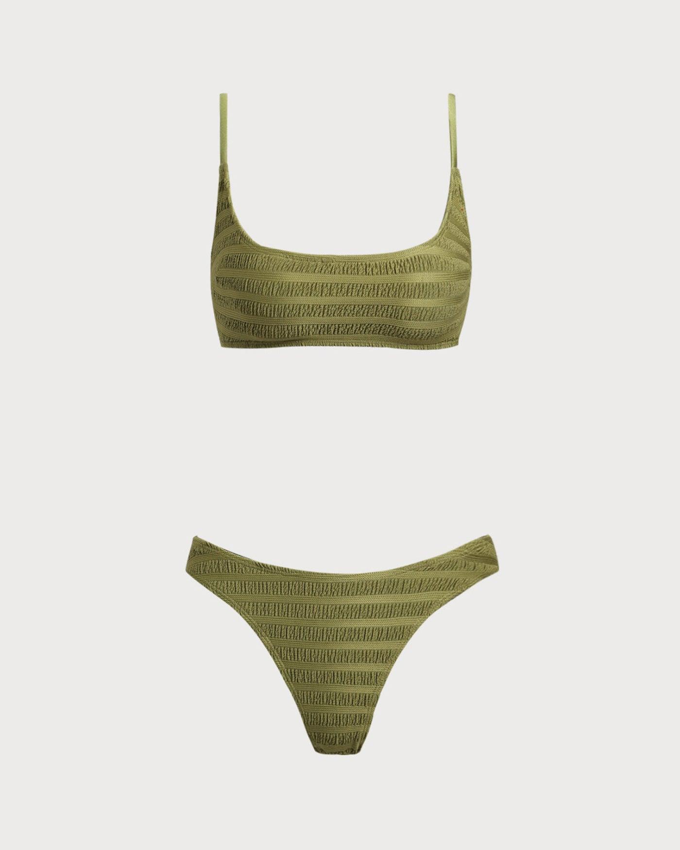 Army Green Ruffle Bikini Set Product Image