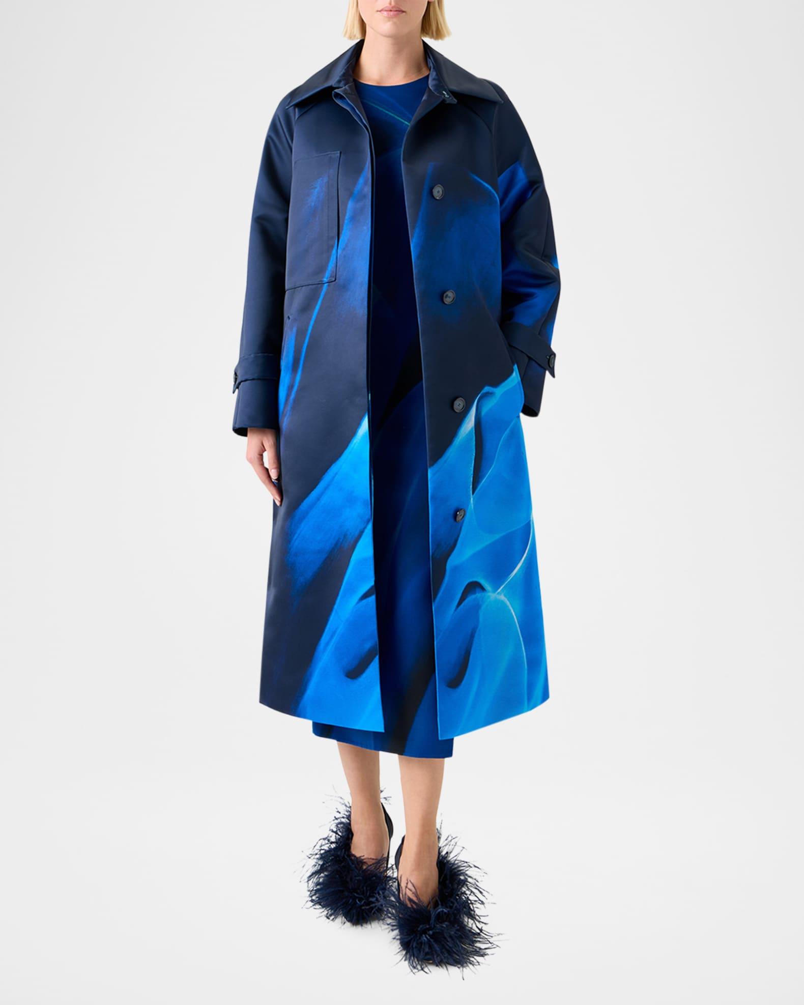 Elliot Silk Duchess Alysons Cyanotype-Print Oversized Coat Product Image