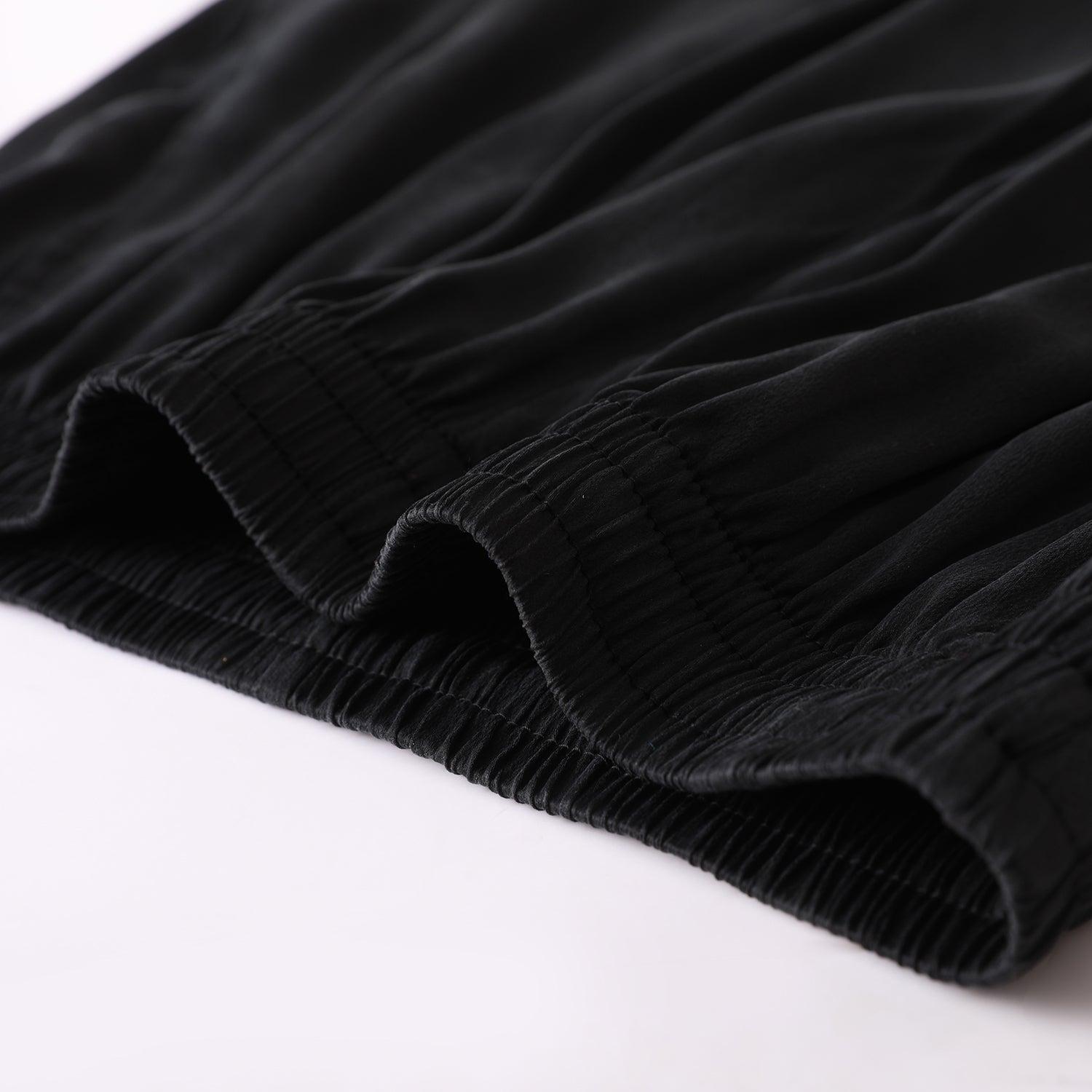 Black Sueded Pure Mulberry Silk Men's Shorts | Mid Waist | 19 Momme Sueded Silk Charmeuse Product Image