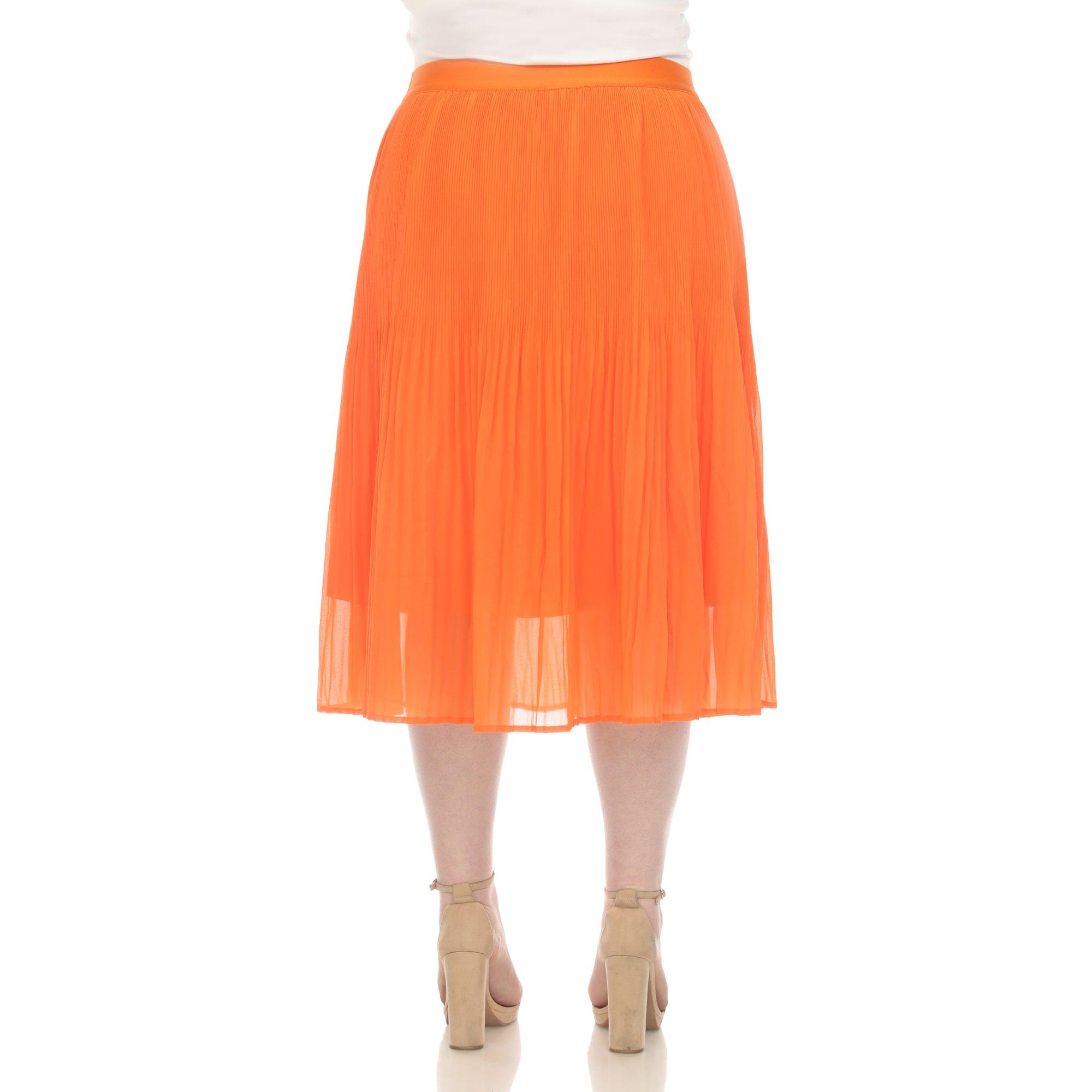 Plus Size Pleated Chiffon Midi Skirt Product Image