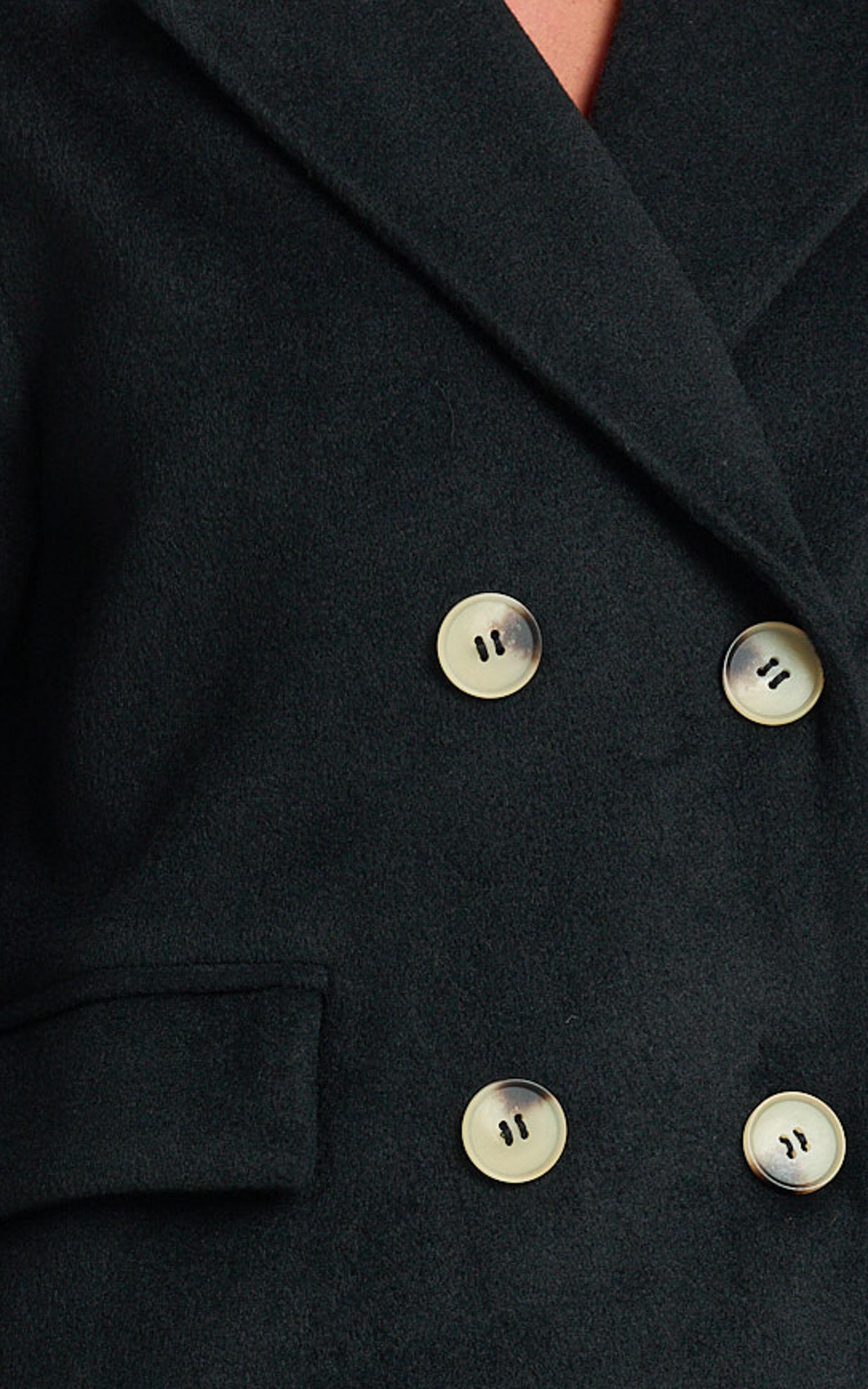 Libee Coat - Double Breasted Longline Coat in Black Product Image