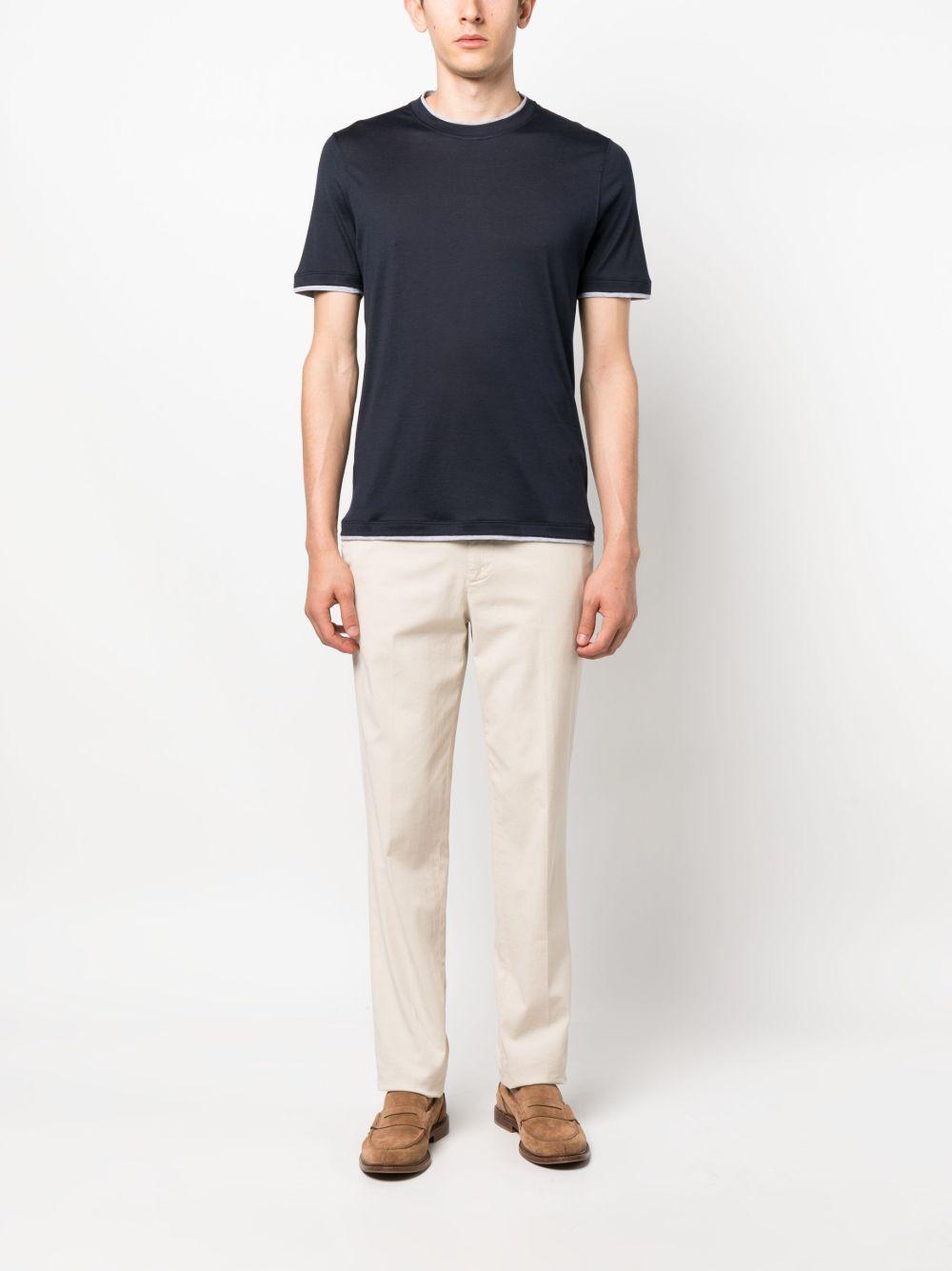 round-neck silk-cotton T-shirt Product Image