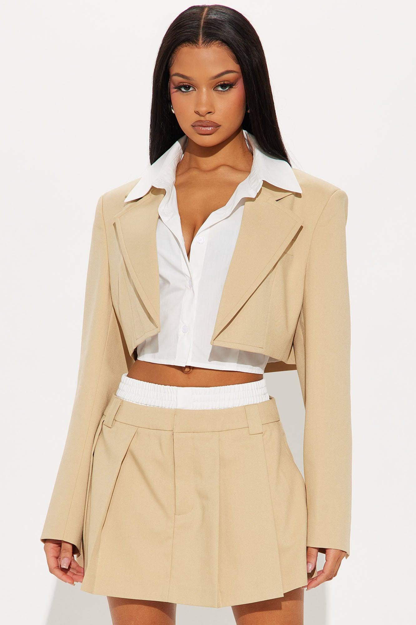 Chelsea Blazer Skort Set - Taupe Product Image