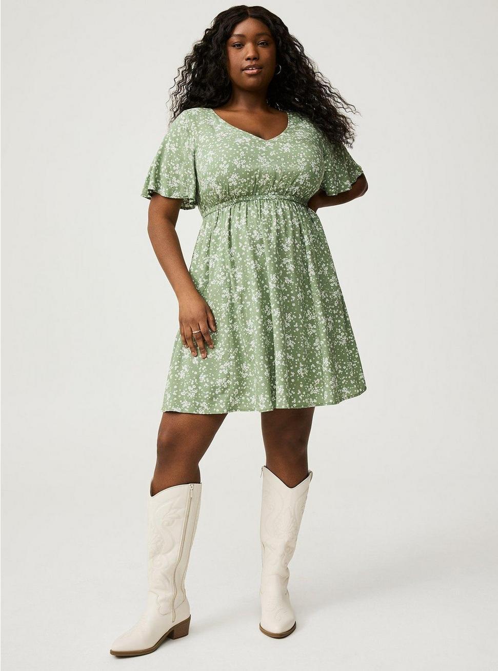 Challis V-Neck Mini Dress Product Image