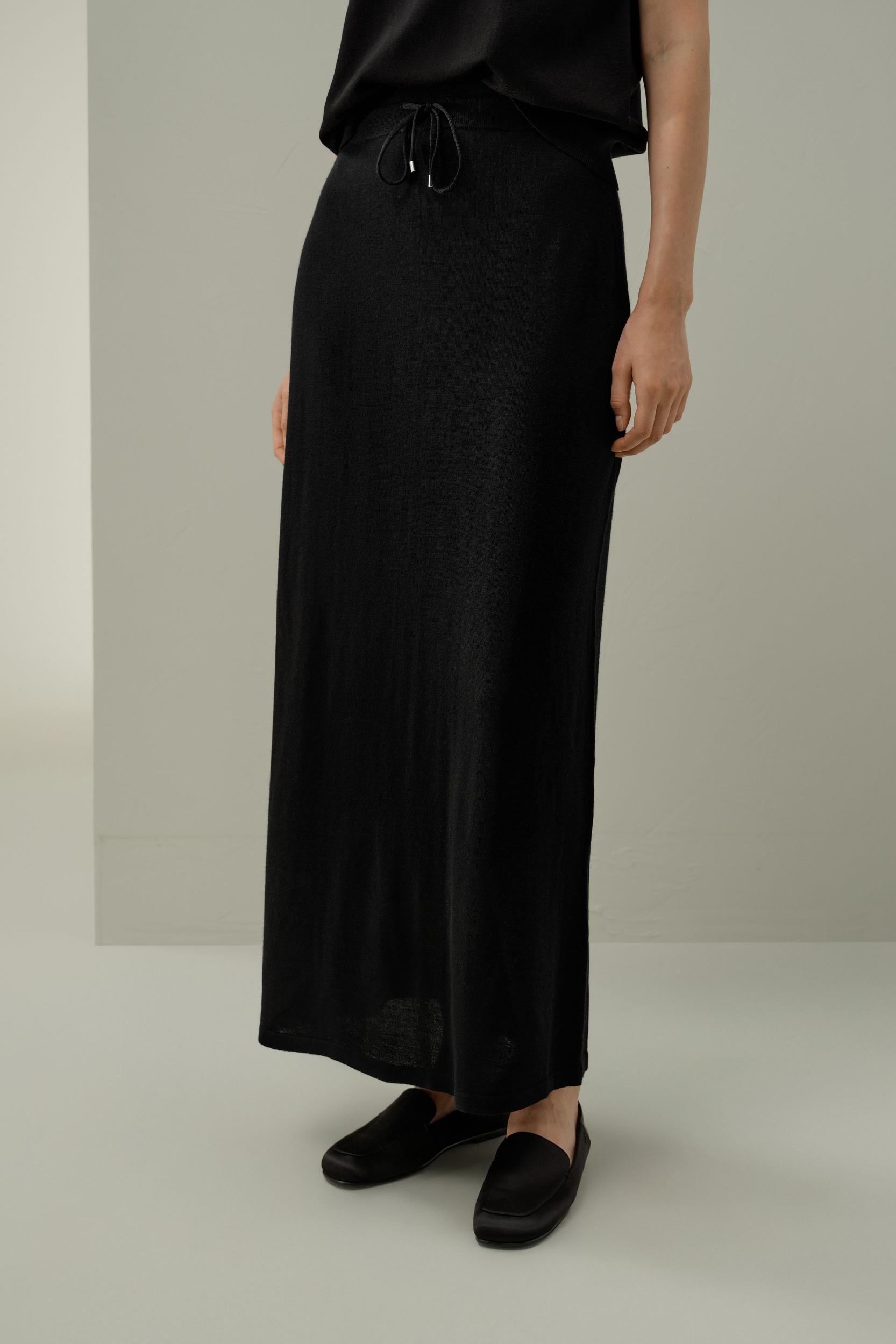 Merino Wool Drawstring Maxi Skirt Product Image