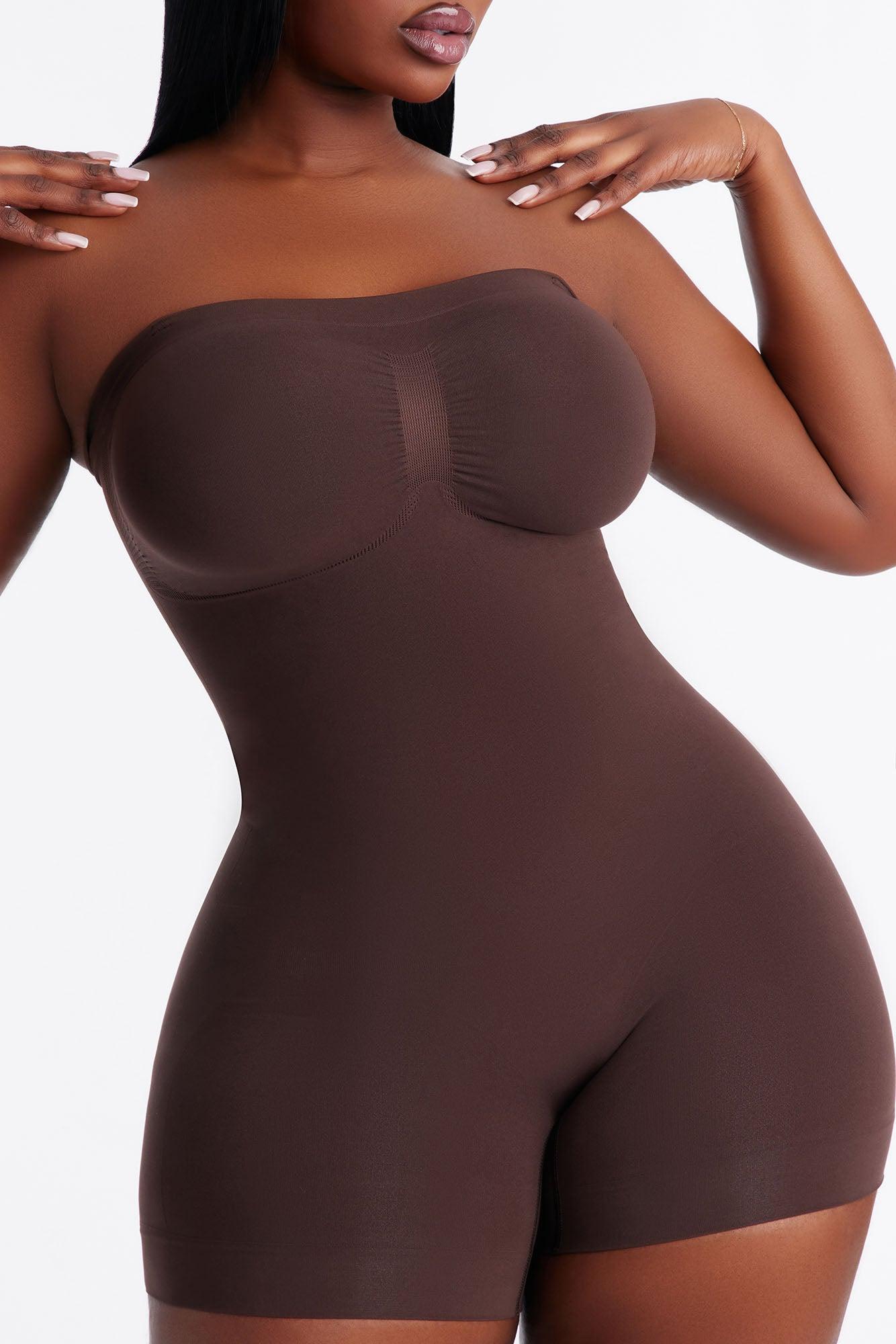Nova Sculpt Seamless Strong Compression Strapless Shortie Bodysuit - Coco Female Product Image