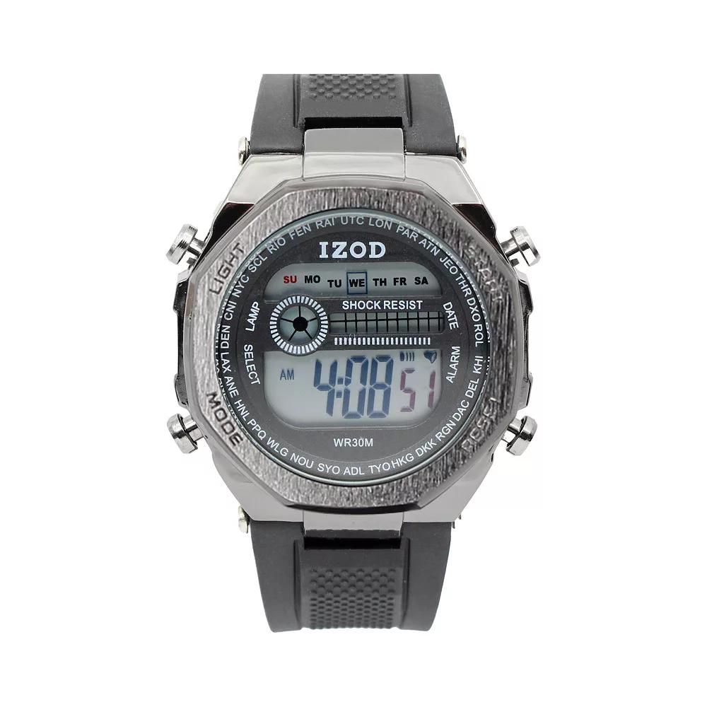 IZOD Men's Gunmetal Digital Watch with Black Silicone Strap - IZO7065KL Product Image