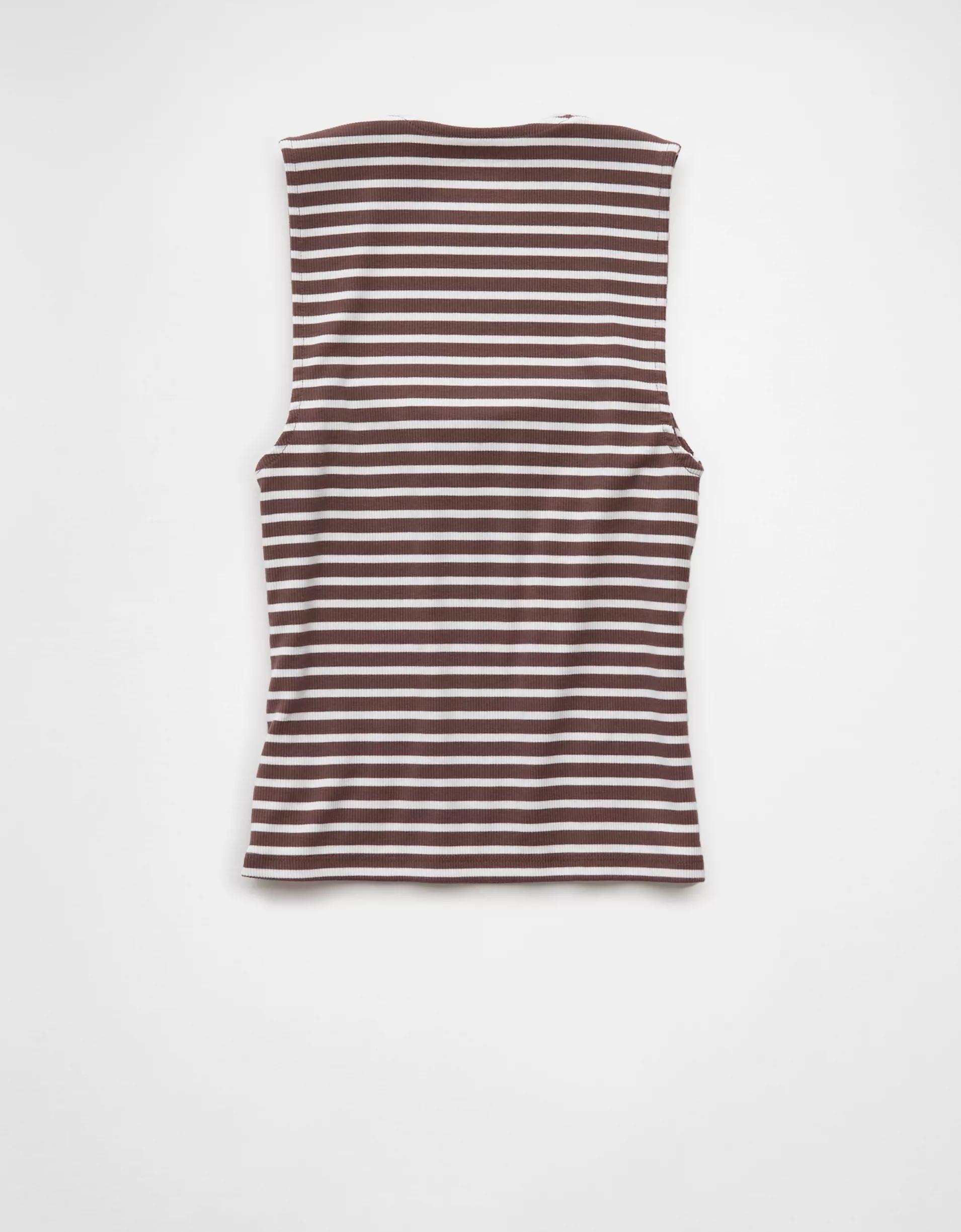 AE Sleeveless Square Neck Striped Top Product Image