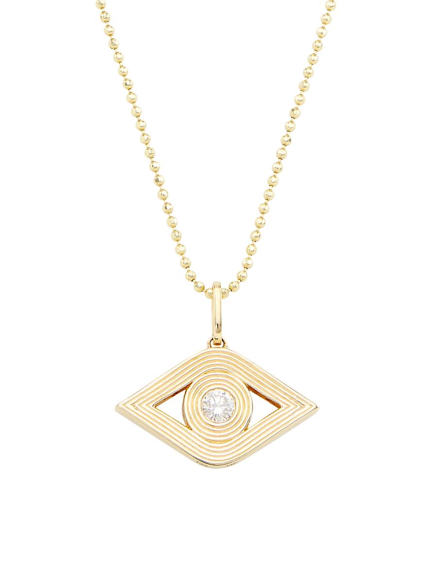 Womens 14K & 0.19 TCW Diamond Evil Eye Pendant Necklace Product Image
