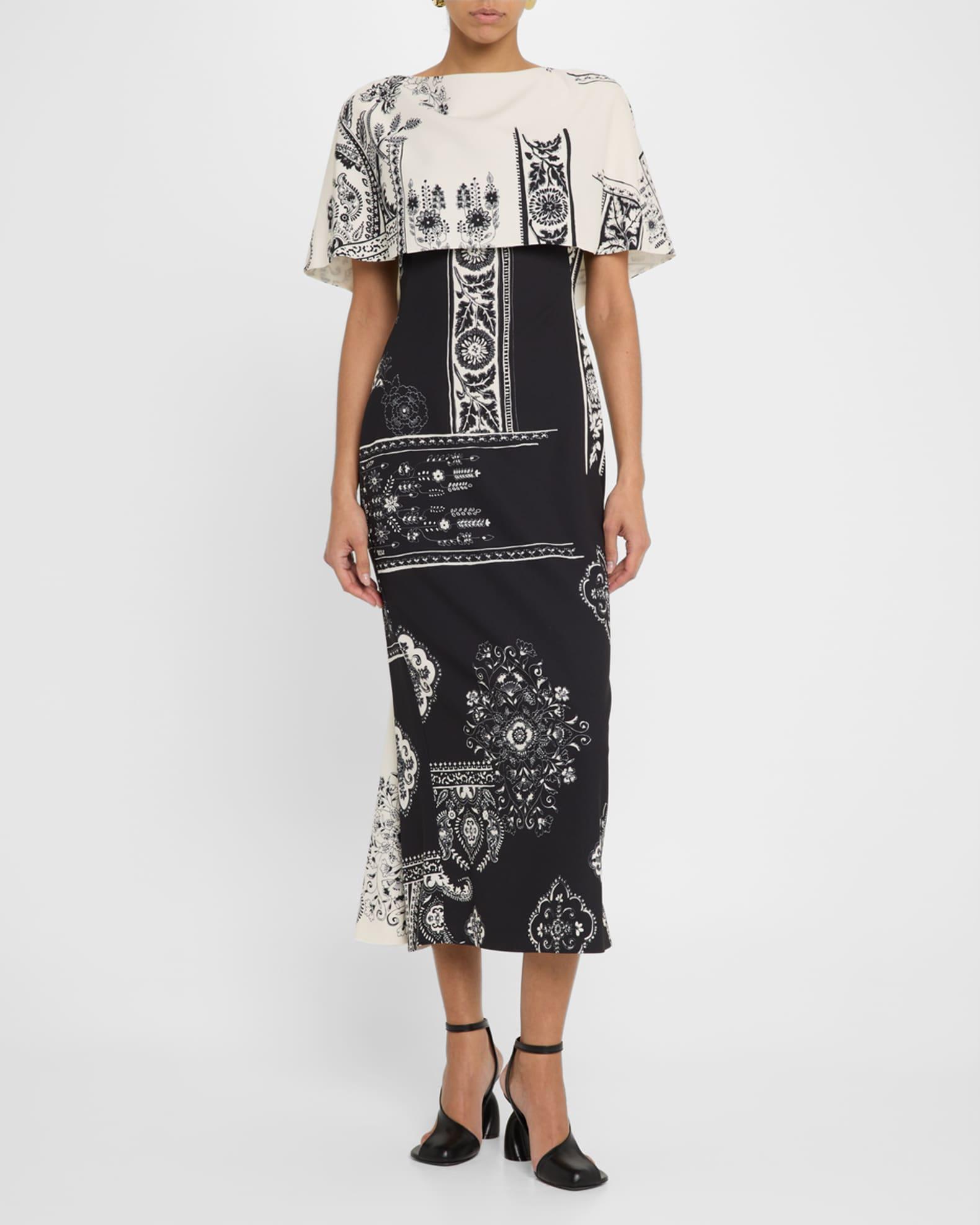 Colorblock Cape Column Midi Dress Product Image