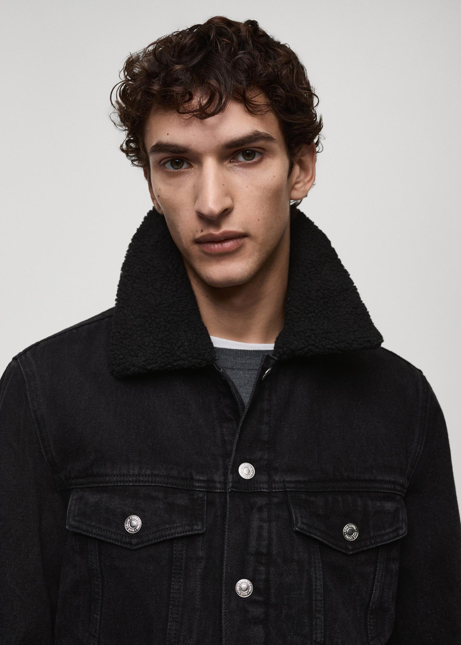 Denim jacket with fleece lining - Men | MANGO USA Product Image