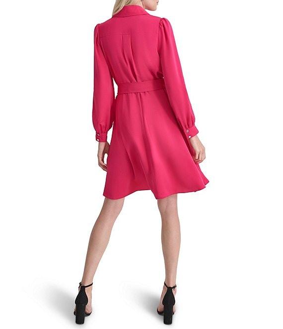 DKNY by Donna Karan Collared Surplice V-Neckl Long Sleeve Dress Product Image
