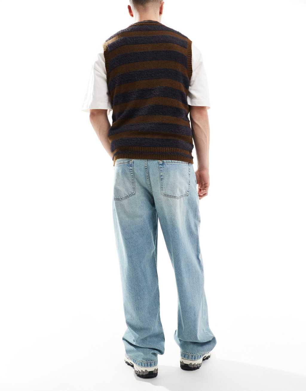 ASOS DESIGN baggy fit jeans in light wash blue Product Image