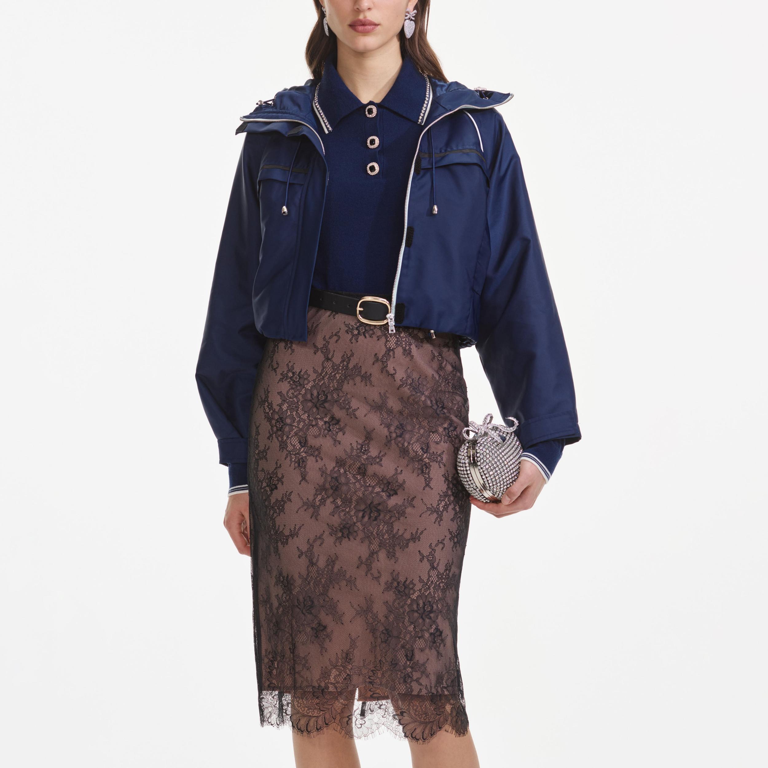 Navy Nylon Windbreaker Product Image