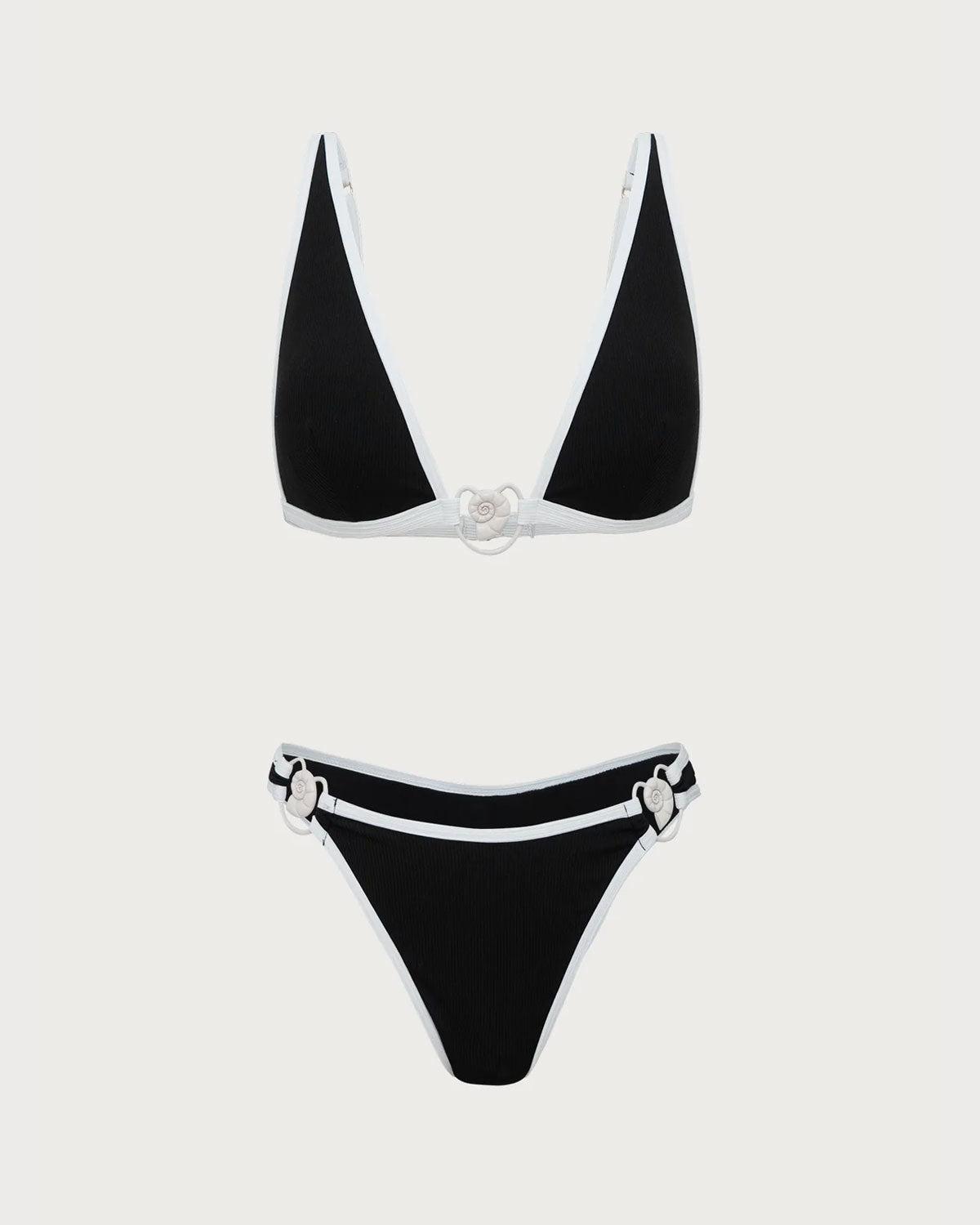 Black Contrast Thread Bikini Set Product Image