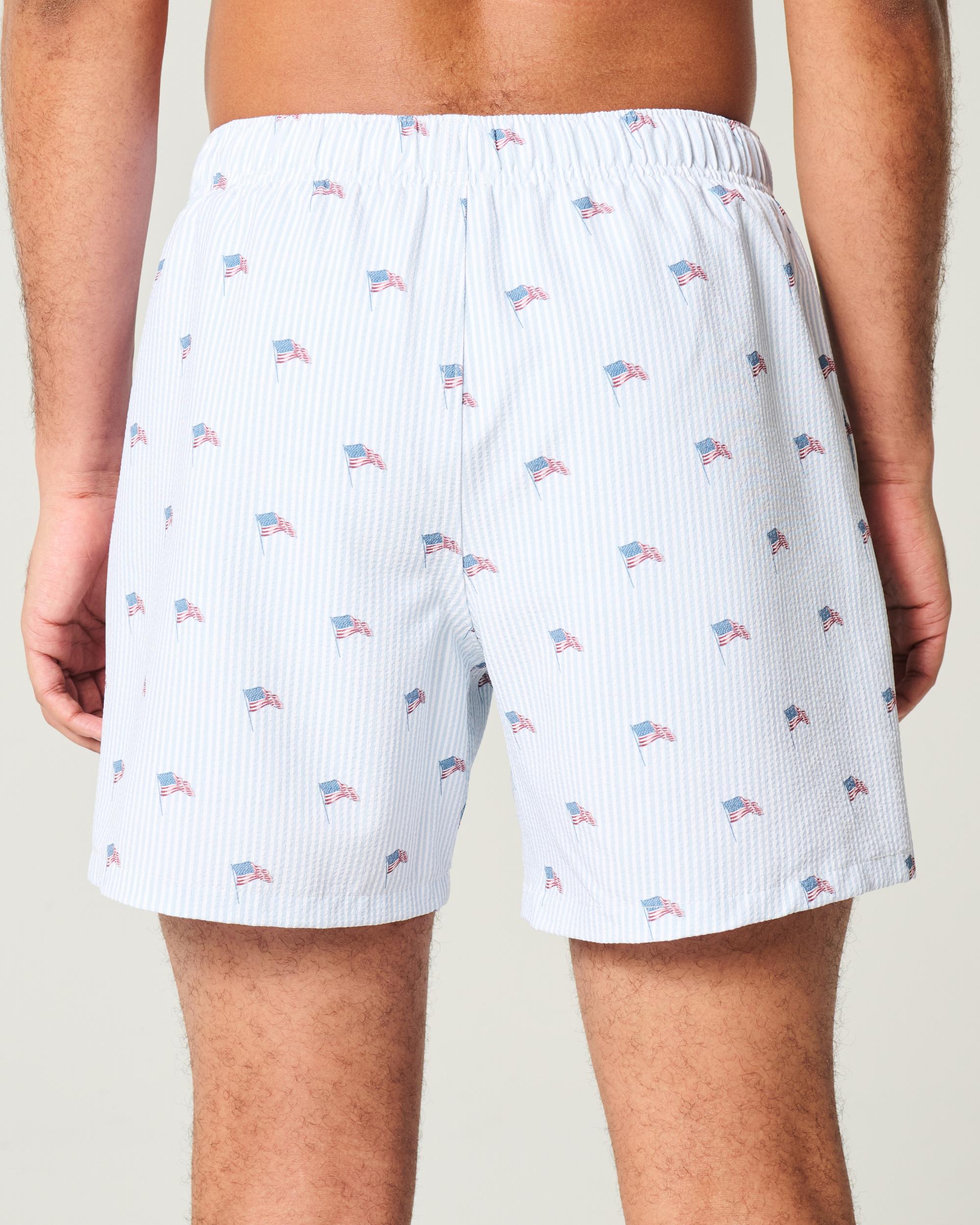 Mid-Thigh Seersucker Volley Swim Trunks Product Image