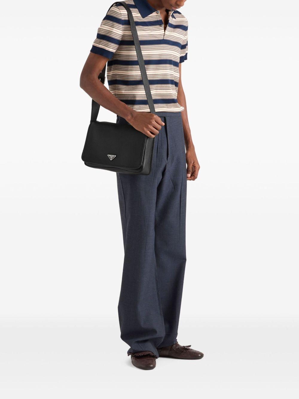 textured leather messenger bag Product Image