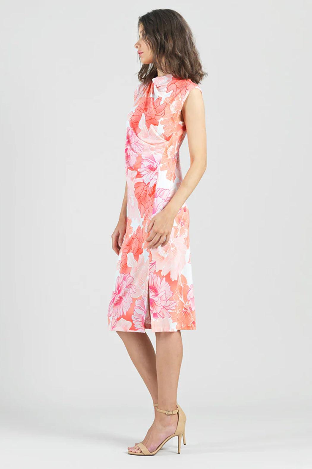 Floral Print Sleeveless Ruched Midi Dress Product Image