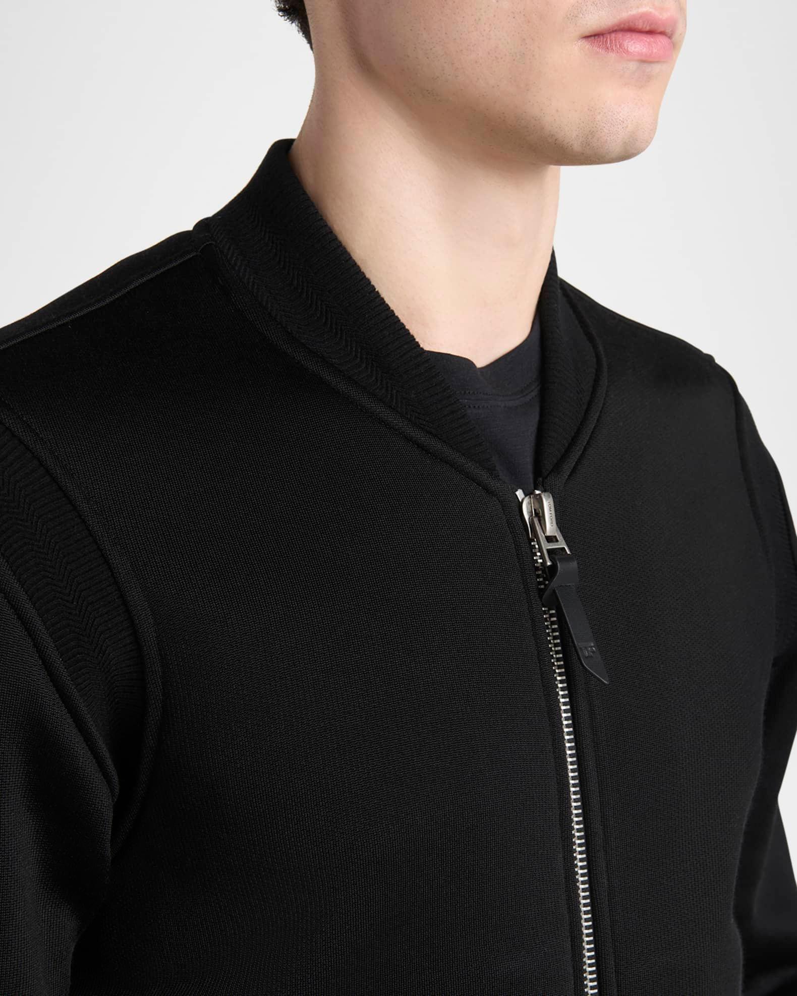 Men's Cotton and Viscose Ribbed Bomber Jacket Product Image