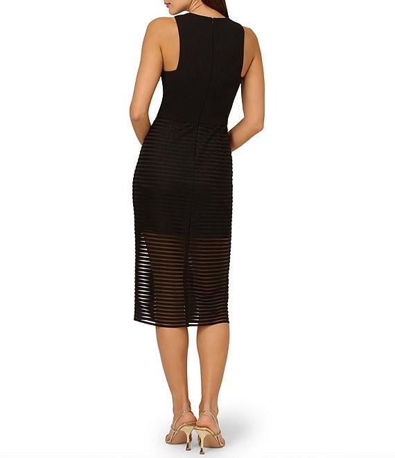 Adrianna by Adrianna Papell Stripe Knit Crepe Crew Neck Sleeveless Sheath Midi Dress Product Image