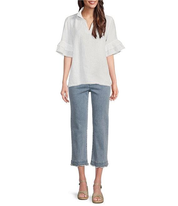 John Mark Scalloped Raw Hem 5-Pocket Ankle Jeans Product Image