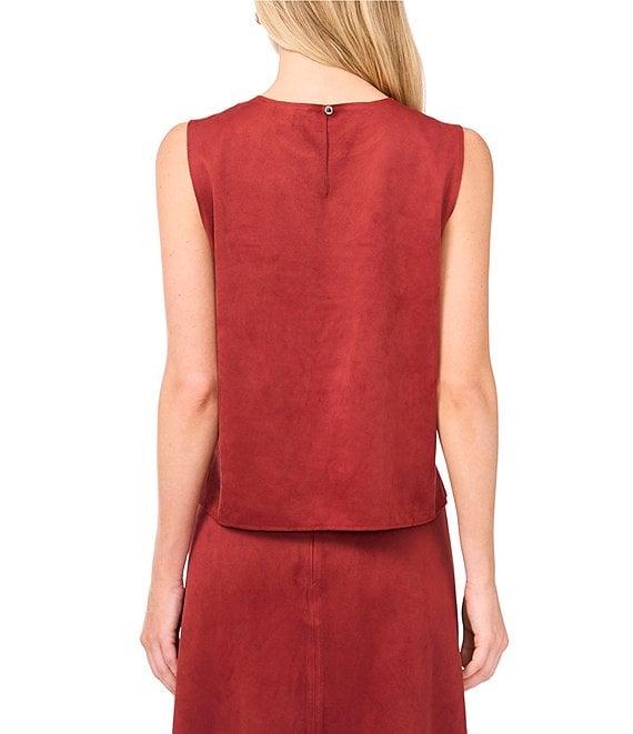 Vince Camuto Faux Suede Round Neck Sleeveless Coordinating Top Product Image